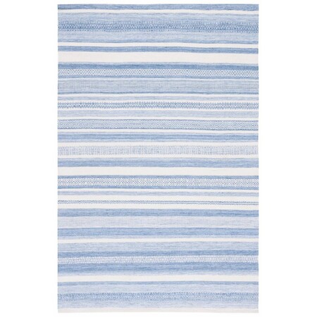 Safavieh 5 x 8 ft. Striped Kilim Hand Woven Polyester Rectangle Area Rug Blue & Ivory STK425M-5